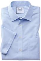 Thumbnail for your product : Slim Fit Non-Iron Bengal Stripe Short Sleeve Sky Cotton Dress Shirt Size 15/Short by Charles Tyrwhitt