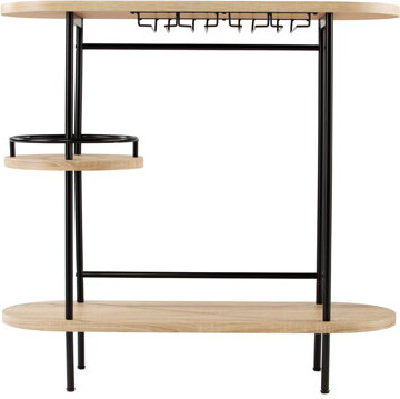 Dagney Wine/Bar Table w/ Glassware Storage – Natural and Black Finish
