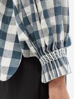 Thumbnail for your product : CAWLEY STUDIO Orla Hand-smocked Check Linen Blouse - Blue White