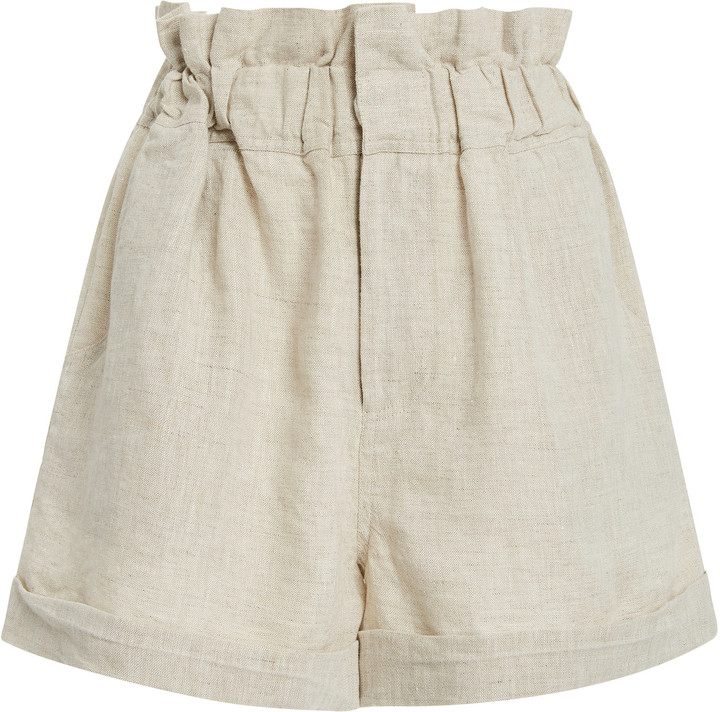 high rise linen shorts