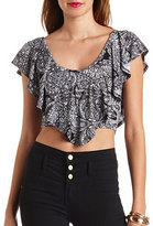 Thumbnail for your product : Charlotte Russe Paisley Print Ruffle Flounce Crop Top