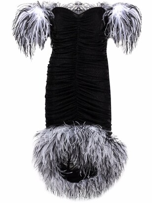 NERVI Lana feather-embellished midi dress