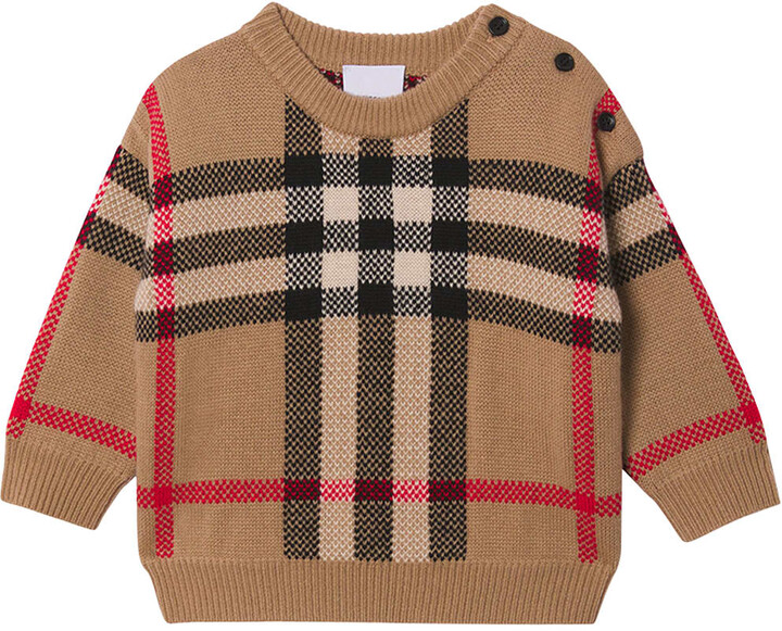 Burberry Boy's Denny Vintage Check Wool-Cashmere Sweater, Size 
