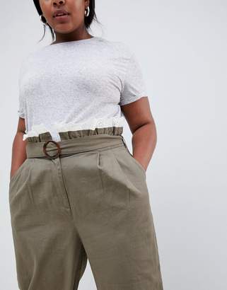 ASOS Curve DESIGN Curve peg pants with lace paperbag waist
