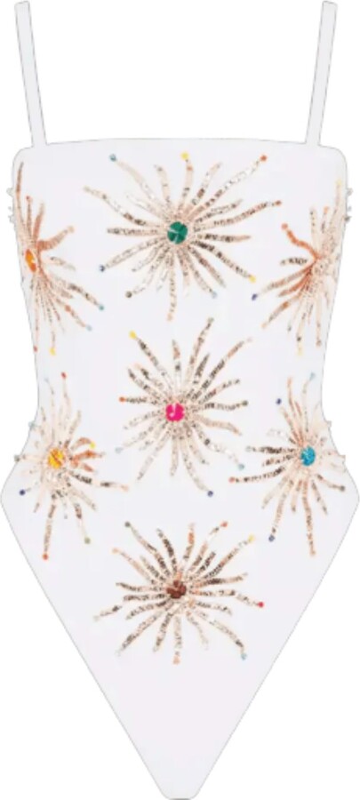 Oceanus Swimwear Dolly Two Strap Retro Swimsuit White