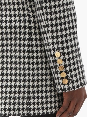 Balmain Double-breasted Houndstooth Wool-blend Jacket - Black White