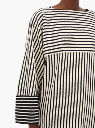 Loewe Striped Wide-sleeve Cotton-terry T-shirt - Navy Stripe