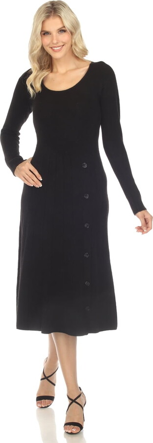 White Mark Fashion White Mark Women’s Long Sleeve Sweater Midi Dress