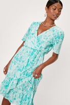 Thumbnail for your product : Nasty Gal Womens Abstract Print Ruffle Detail Wrap Midi Dress