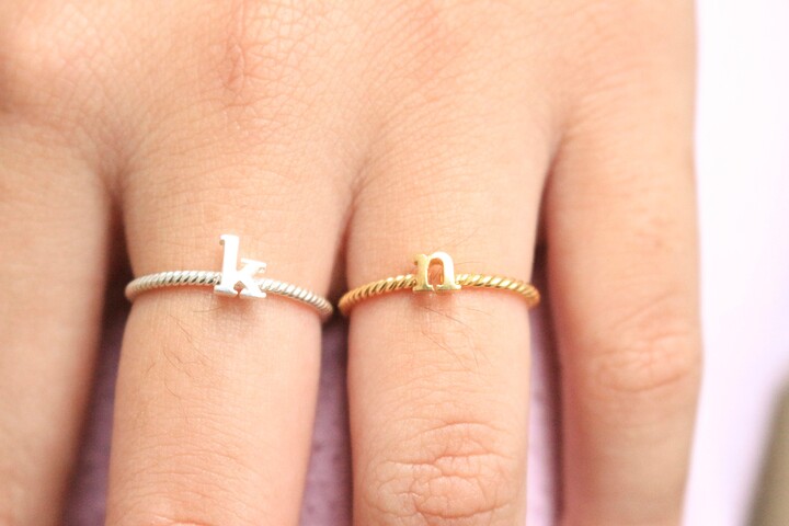 Etsy Personalized Initial Ring Sterling Silver, Gold Or Rose