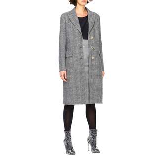 Ermanno Scervino Coat Coat In Prince Of Wales Fabric With Applications