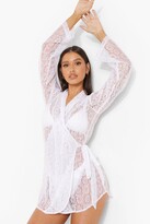 Thumbnail for your product : boohoo Bride Lace Wrap Beach Dress