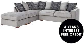 Aria Fabric Left-Hand Scatterback Corner Chaise Sofa With Footstool