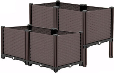 Arlmont & Co. Outdoor Polypropylene Planter Boxes - 31.5X31.5X19.6In Raised Garden Beds For Growing Vegetables, Flowers, Herbs, Drainage, 440Lb Satisfactory Capacit