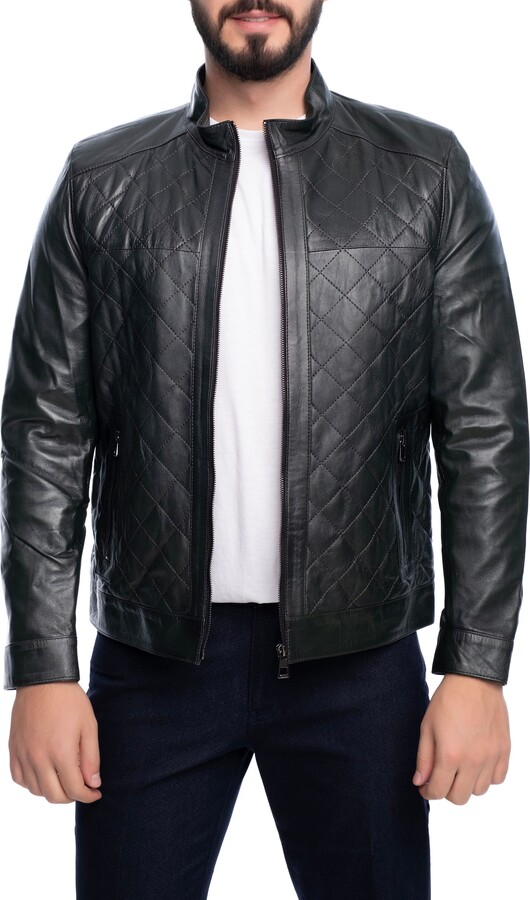 VELLAPAIS Leola Diamond Quilted Leather Jacket