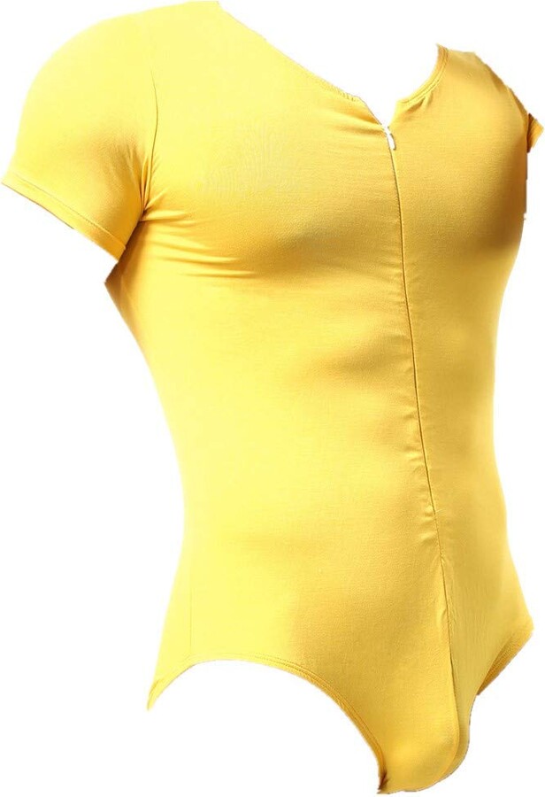CSMARTE Men's One-Piece Boxers Leotard Soft Bodysuit Shorts Stretch  Underwear Sportswear Jumpsuit (Yellow - ShopStyle