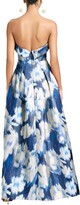 Thumbnail for your product : Sachin + Babi Strapless Ikat Floral-Print Mikado Gown