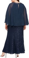 Thumbnail for your product : Alex Evenings Sequin Cape Long Sleeve Fit & Flare Gown