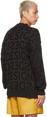 4SDESIGNS Black Sequinned 4SD Logo Cardigan