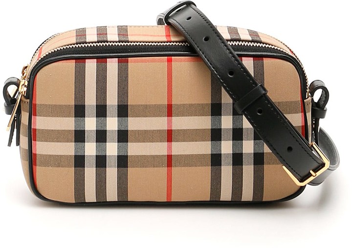 burberry vintage check link crossbody camera bag
