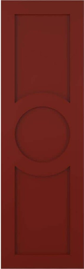 18 in. x 60 in. True Fit Flat Panel PVC Center Circle Arts and Crafts Fixed Mount Shutters Pair in Pepper Red