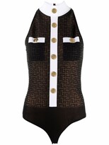 Thumbnail for your product : Balmain Embossed Button Sleeveless Bodysuit