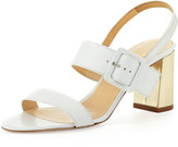 Thumbnail for your product : Kate Spade Accent Buckled Block-Heel Sandal, White/Gold