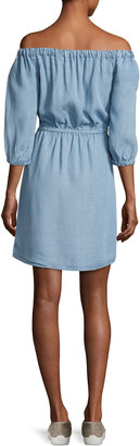 Splendid Chambray Off-the-Shoulder Dress, Light Blue