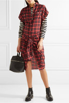 Thumbnail for your product : R 13 Tie-front Plaid Flannel Shirt Dress - Red