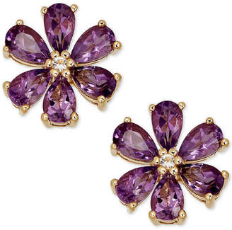 Macy's Amethyst (2-1/6 ct. t.w.) and Diamond Accent Stud Earrings in 14k Gold