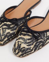 Thumbnail for your product : Who What Wear Cara mule ballet flat shoes in zebra leather