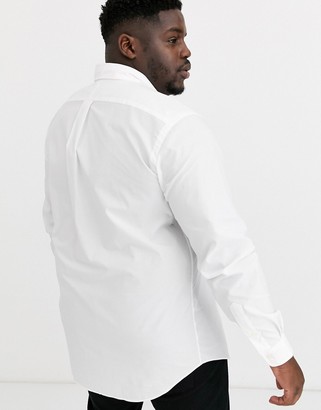 Polo Ralph Lauren Big & Tall icon logo button down stretch poplin shirt in white