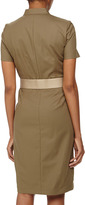 Thumbnail for your product : Lafayette 148 New York Hathaway Short-Sleeve Belted Zip Stretch-Knit Dress, Fatigue