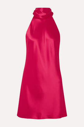 Galvan Sienna Satin Halterneck Mini Dress - Red