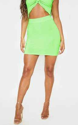 PrettyLittleThing Neon Green Ruched Seam Detail Mini Skirt