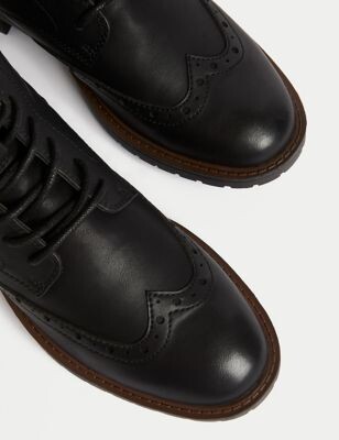 Phase Eight Leather Lace Up Flat Ankle Boots, Black at John Lewis & Partners