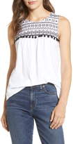 Thumbnail for your product : Caslon Embroidered Pompom Tank
