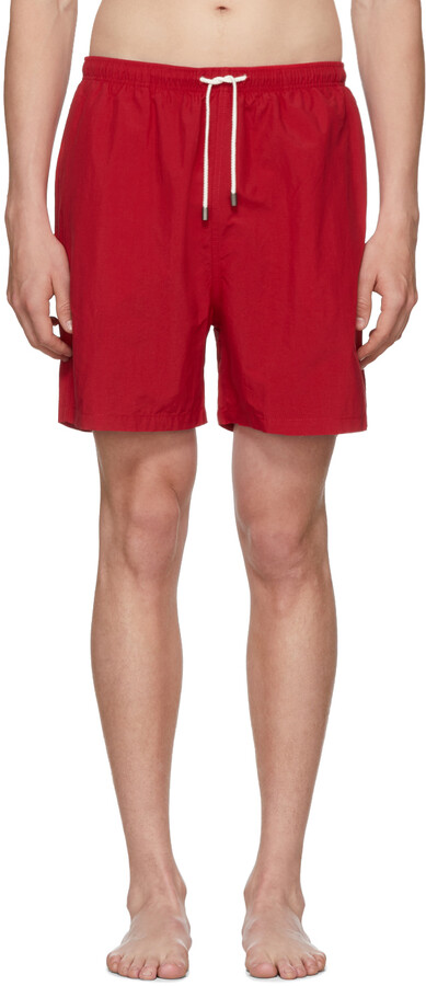 Bnwt Mantaray Men Horizontal Stripe Red Swimshorts With Front Pockets Size MED 