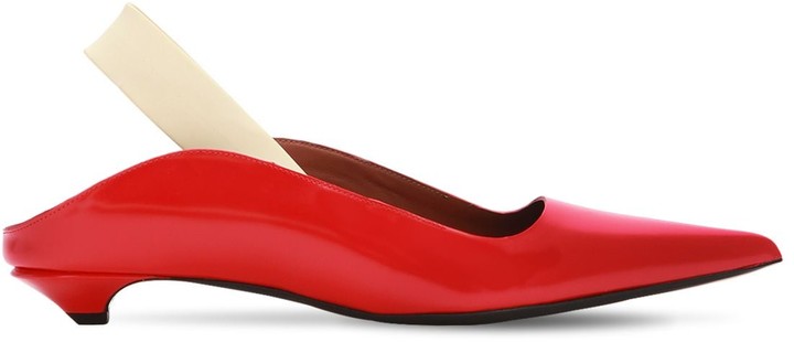red flat slingbacks