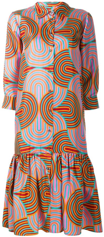 LA DOUBLEJ Capri tiered printed silk-blend twill midi dress