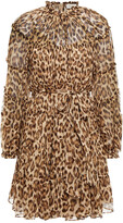 Thumbnail for your product : Zimmermann Belted Tiered Leopard-print Silk-crepon Mini Dress