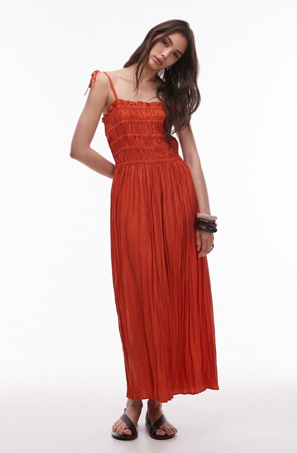 Topshop Shirred Bodice Midi Dress