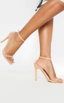 Thumbnail for your product : PrettyLittleThing Nude Wide Fit Clear Strap Barely There Sandal