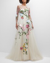 Corset Gown w/ Embroidered Floral Det 