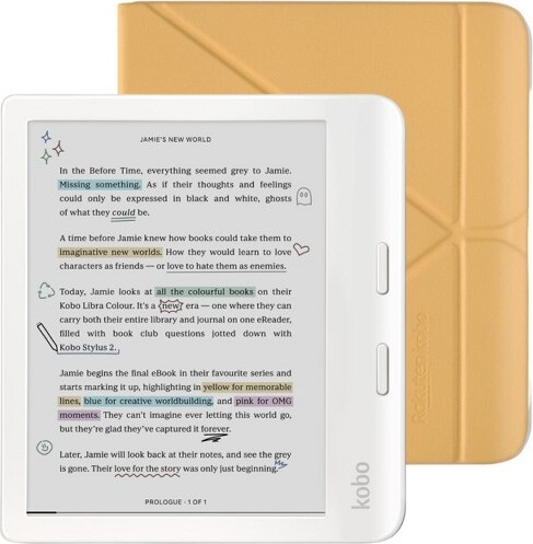 Kobo Libra Colour White eReader with Butter Yellow SleepCover Bundle