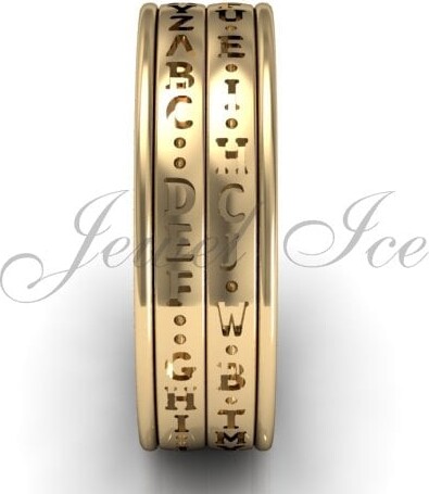 Etsy Decoder Ring - 14K Yellow Gold Two Row Spinner Da Vinci Cryptex Codex lb-2024-2