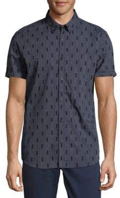 Calvin Klein Short-Sleeve Square Jacquard Shirt