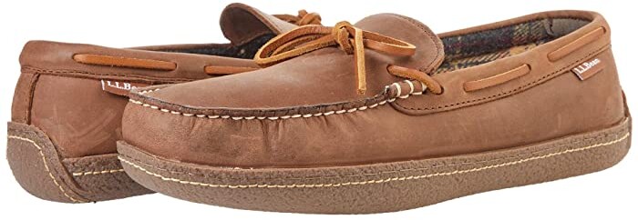 mens flannel lined leather slippers