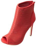 Thumbnail for your product : Charlotte Russe Anne Michelle Perforated Peep Toe Booties