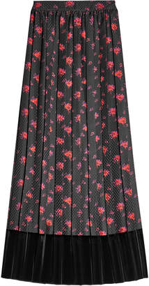 McQ Printed Silk Skirt with Velvet